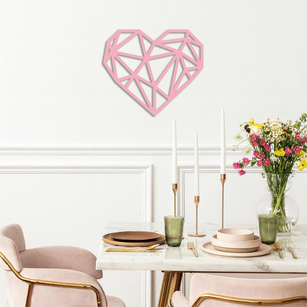 Geometric Heart Silhouette Metal Wall Art – Modern Love Design - KAFGP042 by Enova Art