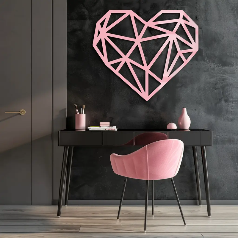 Geometric Heart Silhouette Metal Wall Art – Modern Love Design - KAFGP042 by Enova Art