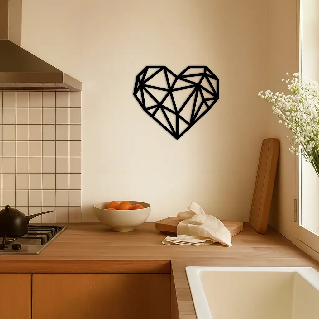 Geometric Heart Silhouette Metal Wall Art – Modern Love Design - KAFGP042 by Enova Art