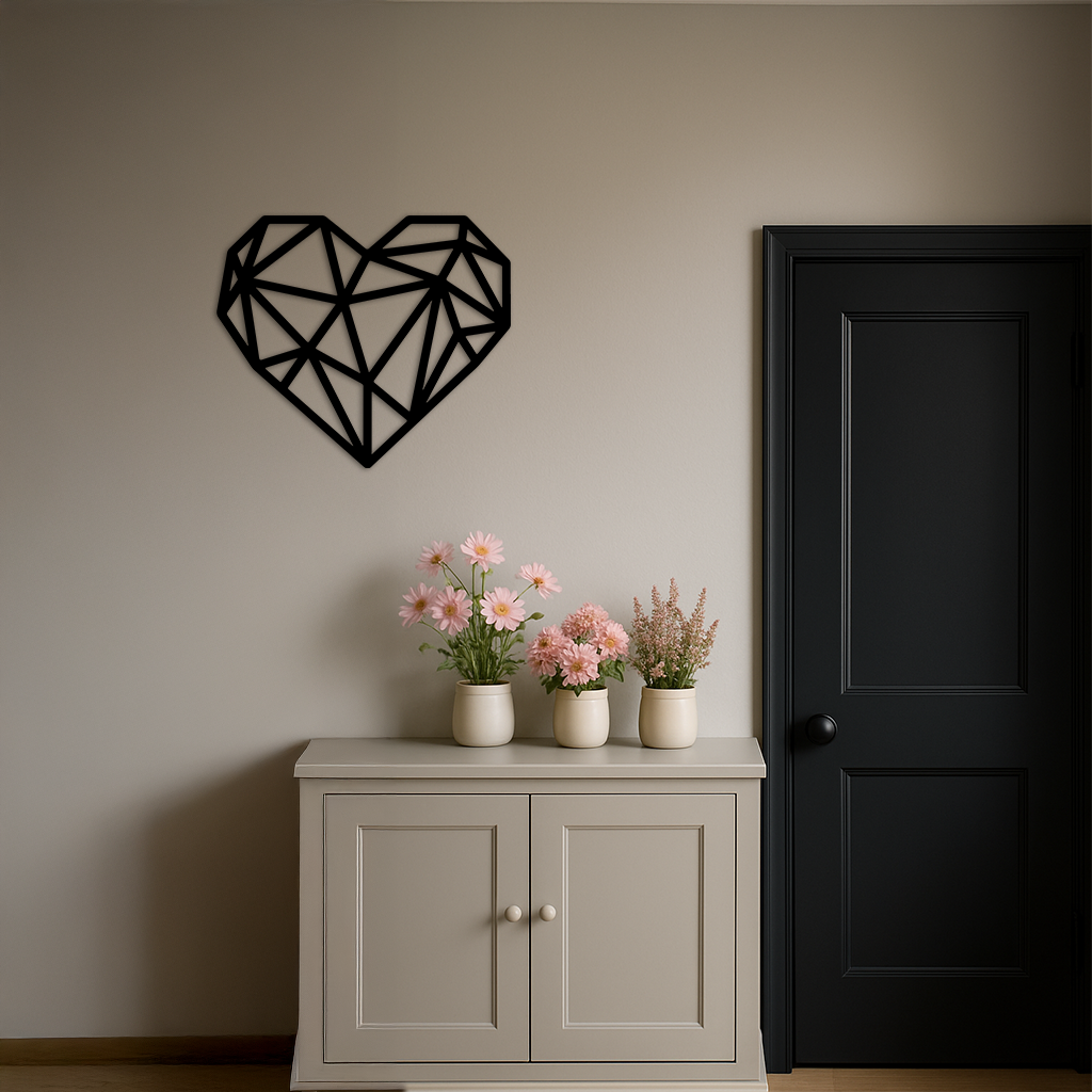 Geometric Heart Silhouette Metal Wall Art – Modern Love Design - KAFGP042 by Enova Art