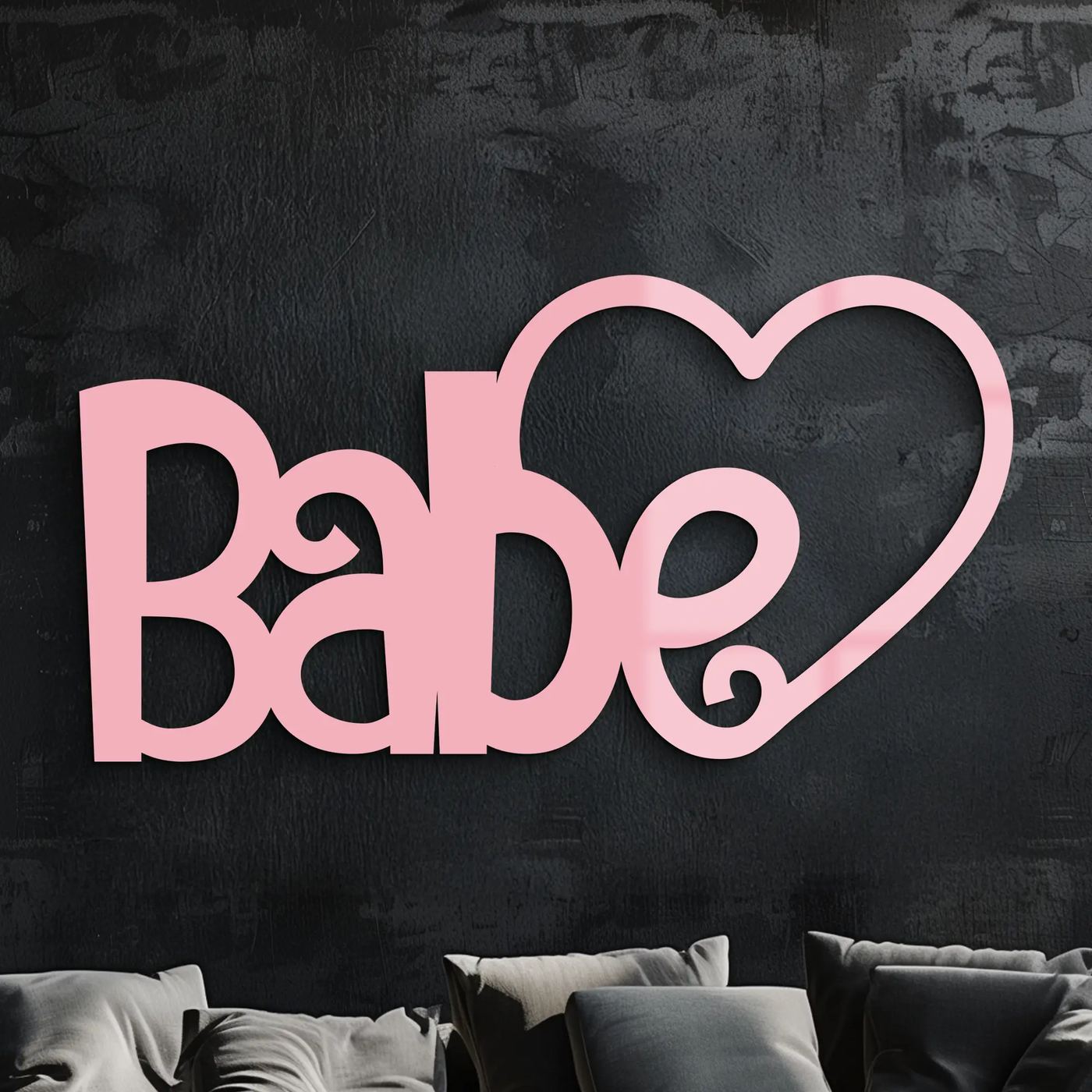 Babe Heart Silhouette Metal Wall Art – Modern Typography Design - KAFGP045 by Enova Art