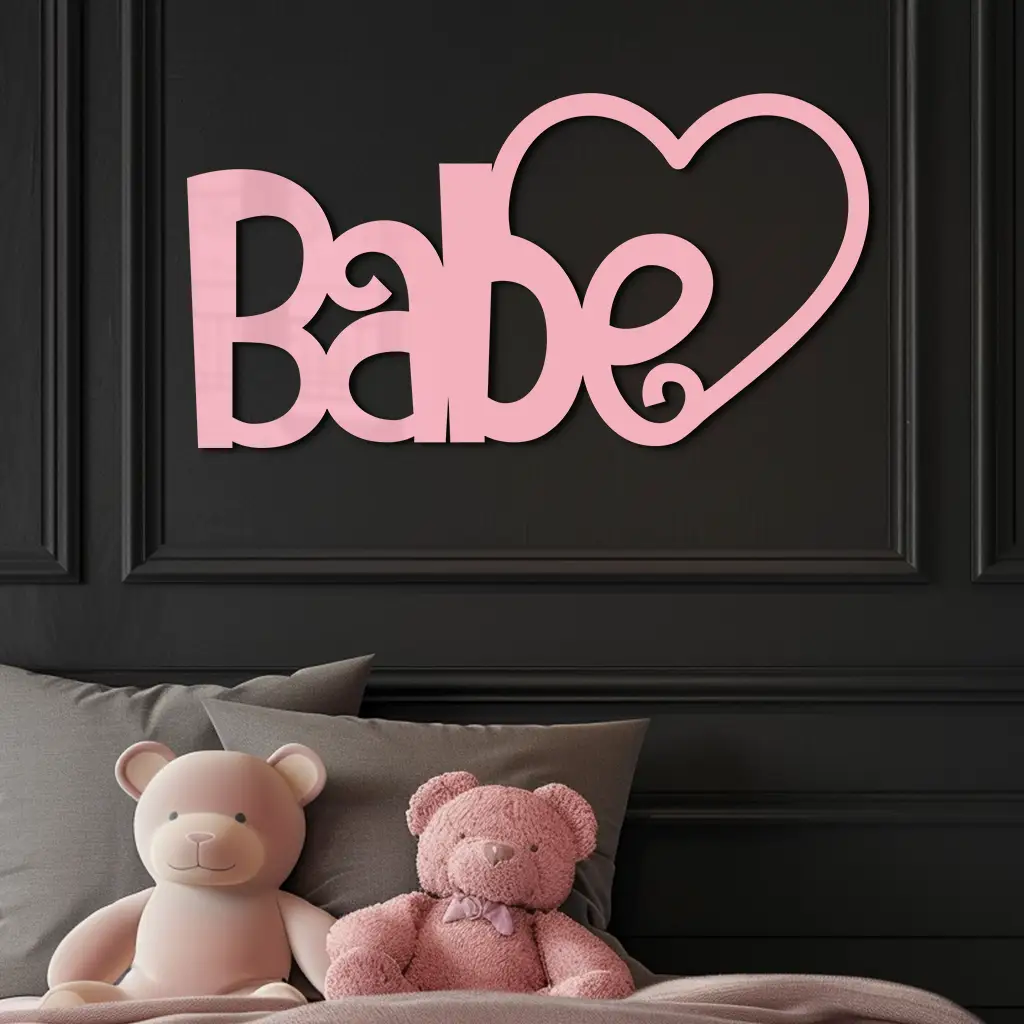 Babe Heart Silhouette Metal Wall Art – Modern Typography Design - KAFGP045 by Enova Art