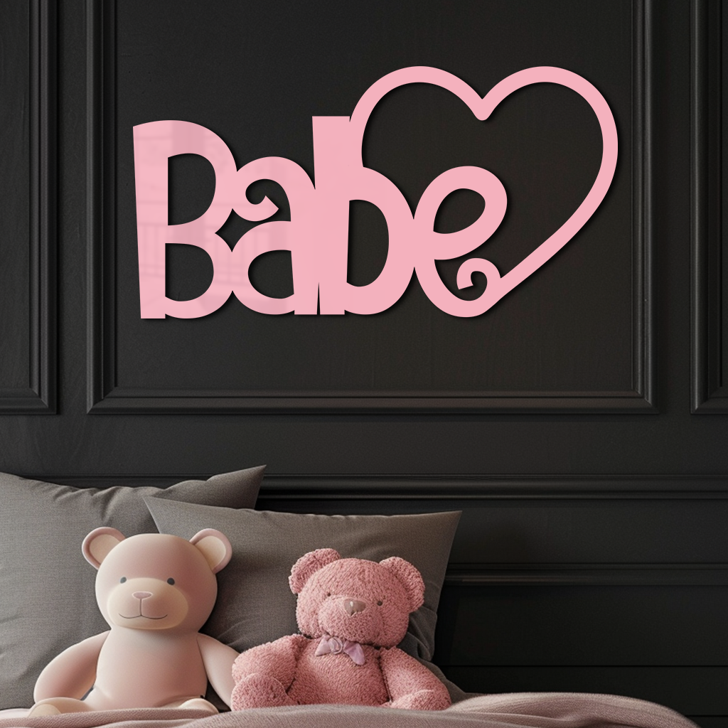 Babe Heart Silhouette Metal Wall Art – Modern Typography Design - KAFGP045 by Enova Art