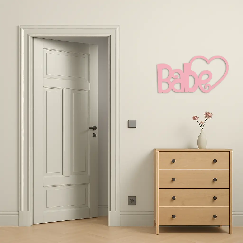 Babe Heart Silhouette Metal Wall Art – Modern Typography Design - KAFGP045 by Enova Art