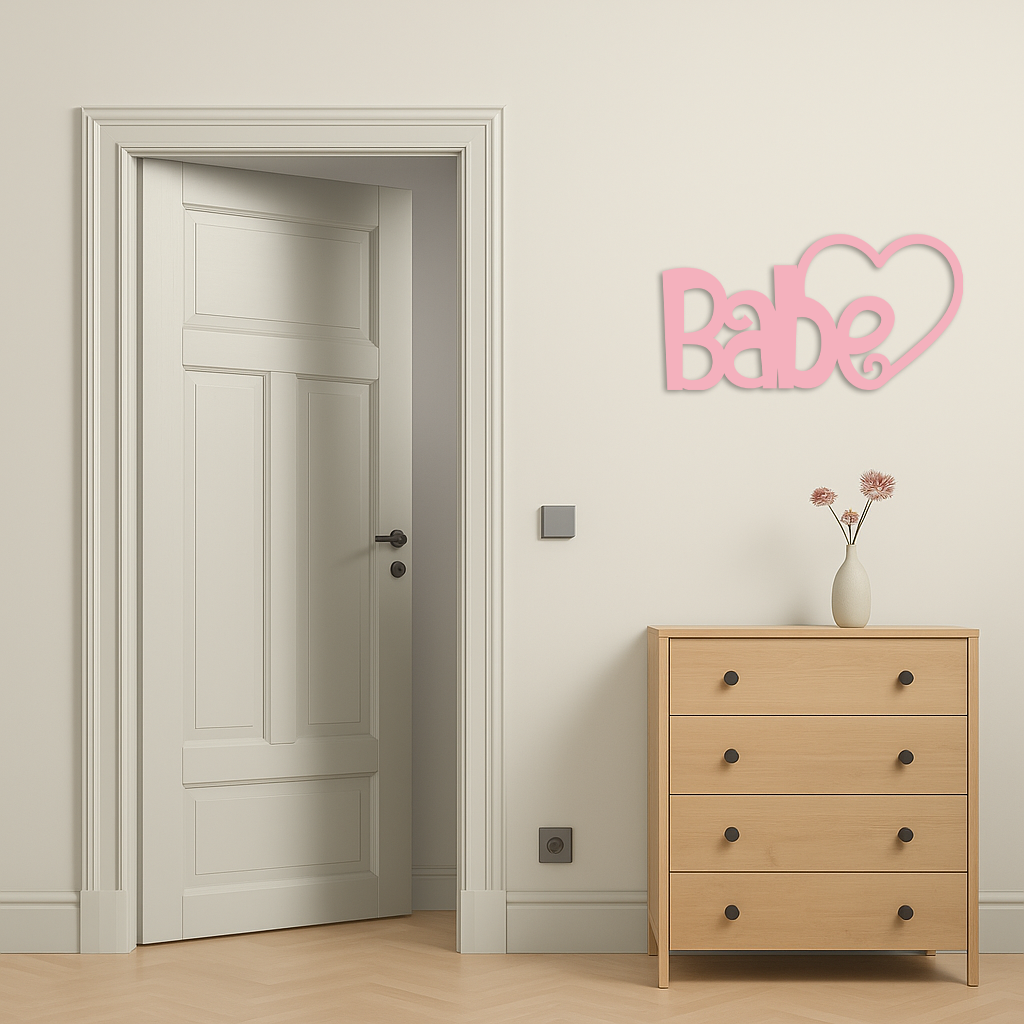 Babe Heart Silhouette Metal Wall Art – Modern Typography Design - KAFGP045 by Enova Art