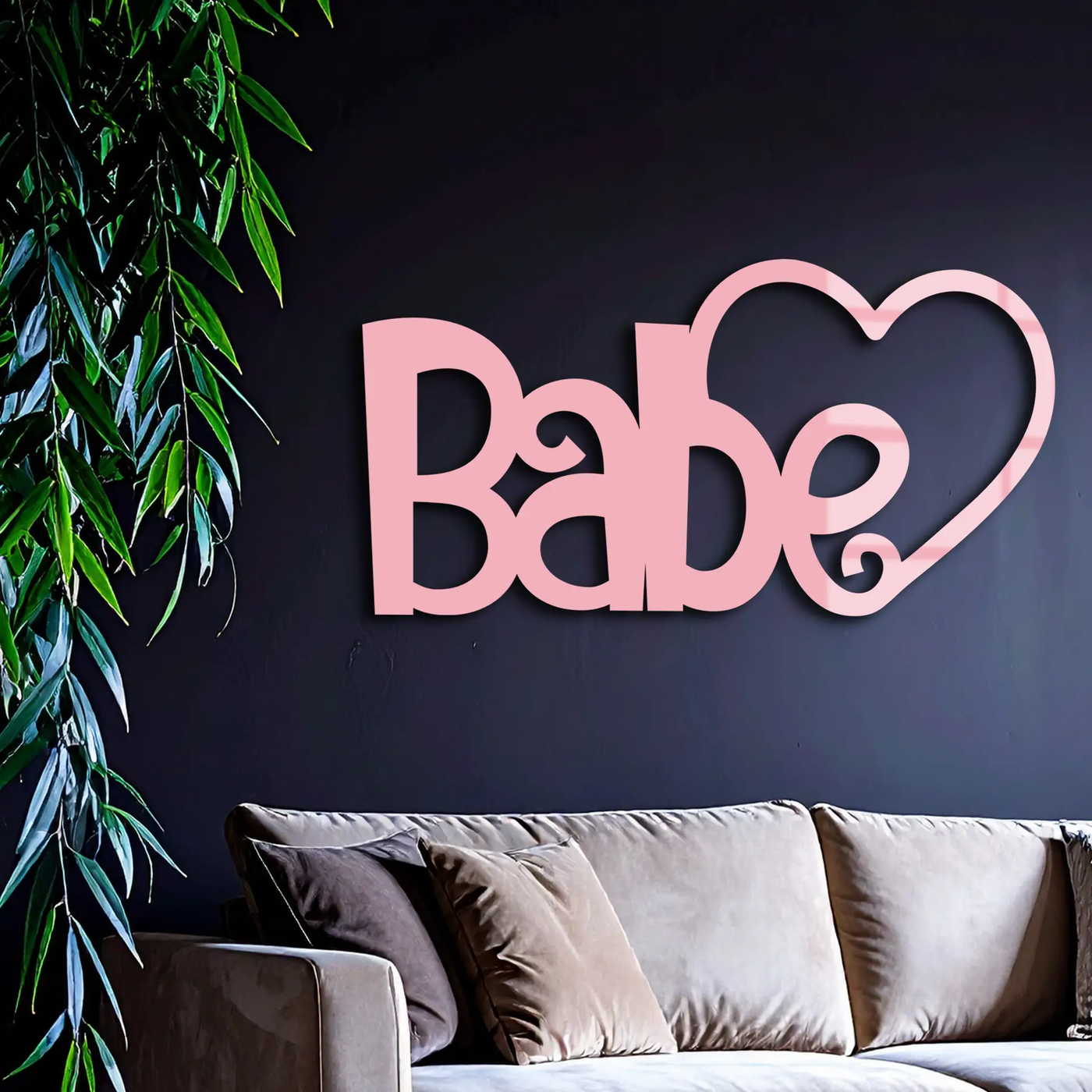 Babe Heart Silhouette Metal Wall Art – Modern Typography Design - KAFGP045 by Enova Art