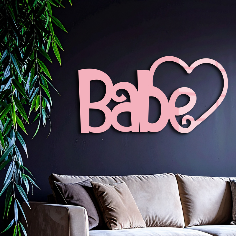 Babe Heart Silhouette Metal Wall Art – Modern Typography Design - KAFGP045 by Enova Art