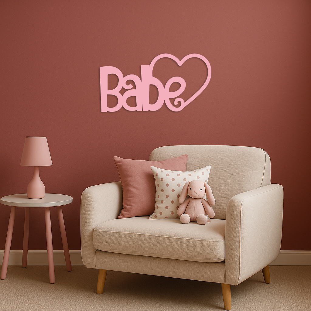 Babe Heart Silhouette Metal Wall Art – Modern Typography Design - KAFGP045 by Enova Art
