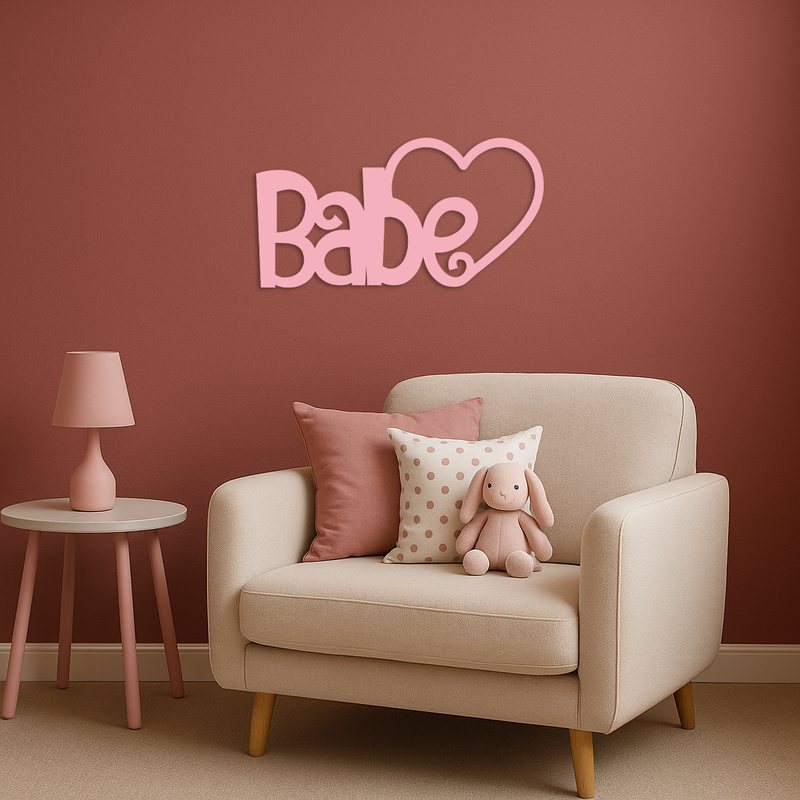 Babe Heart Silhouette Metal Wall Art – Modern Typography Design - KAFGP045 by Enova Art