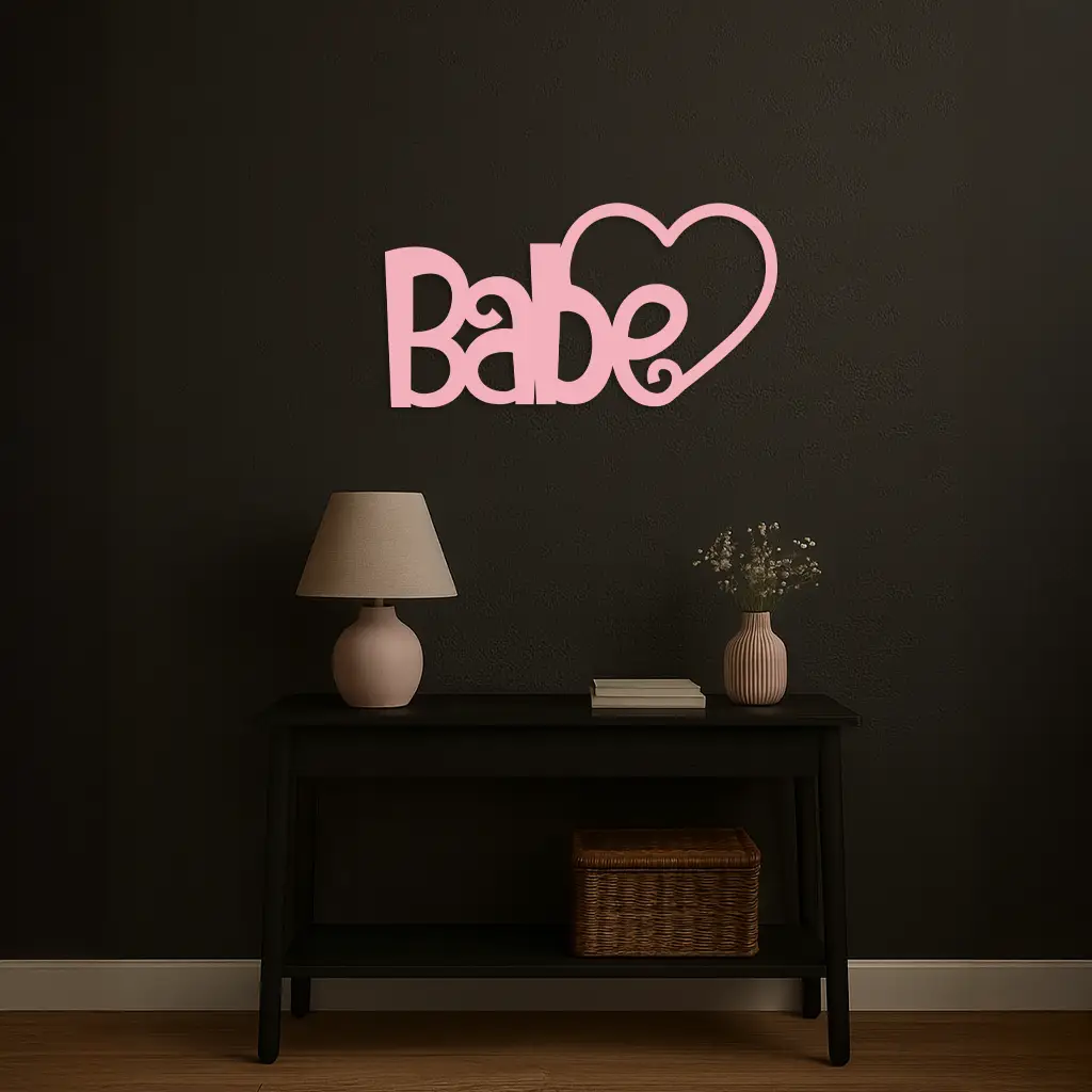 Babe Heart Silhouette Metal Wall Art – Modern Typography Design - KAFGP045 by Enova Art
