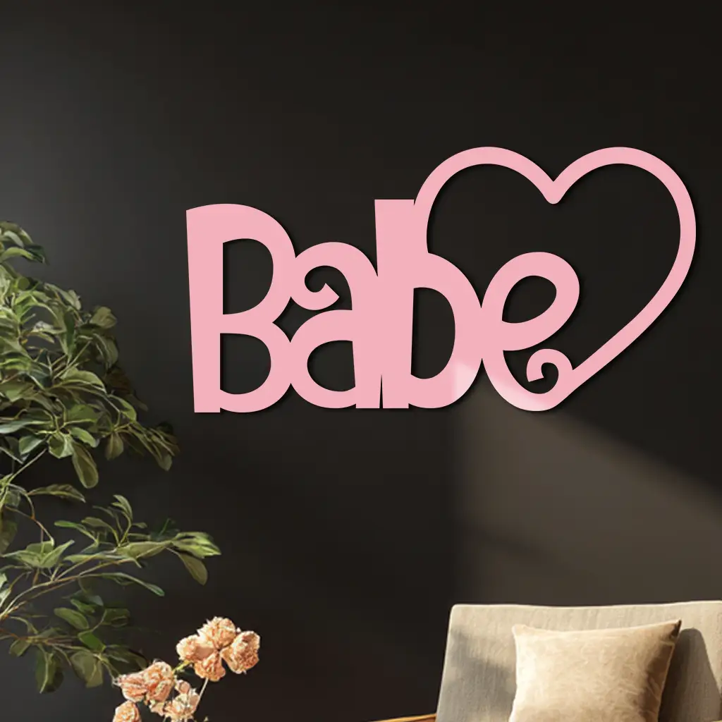 Babe Heart Silhouette Metal Wall Art – Modern Typography Design - KAFGP045 by Enova Art