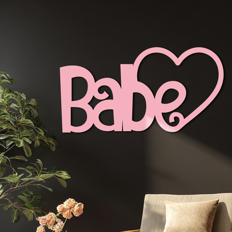 Babe Heart Silhouette Metal Wall Art – Modern Typography Design - KAFGP045 by Enova Art