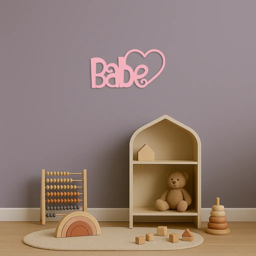 Babe Heart Silhouette Metal Wall Art – Modern Typography Design - KAFGP045 by Enova Art
