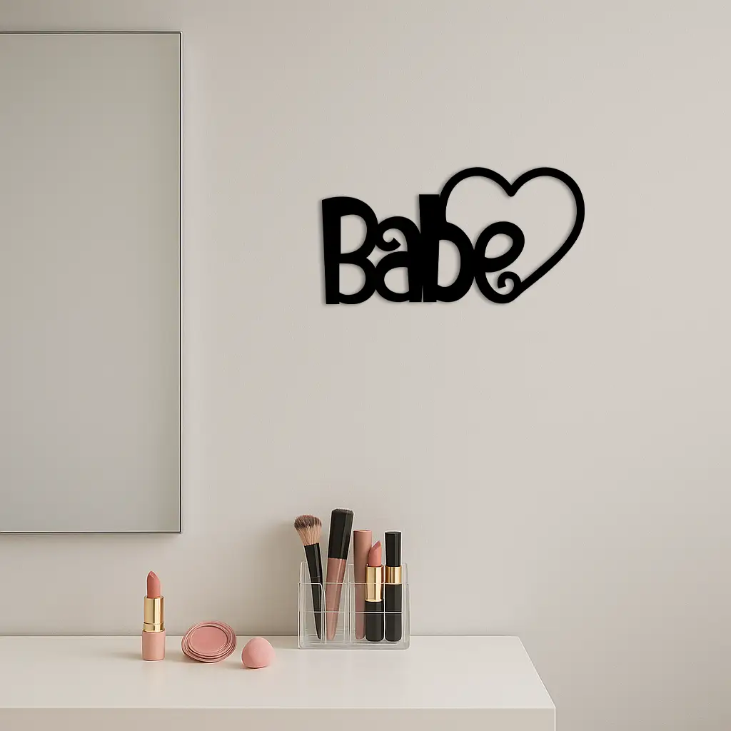 Babe Heart Silhouette Metal Wall Art – Modern Typography Design - KAFGP045 by Enova Art