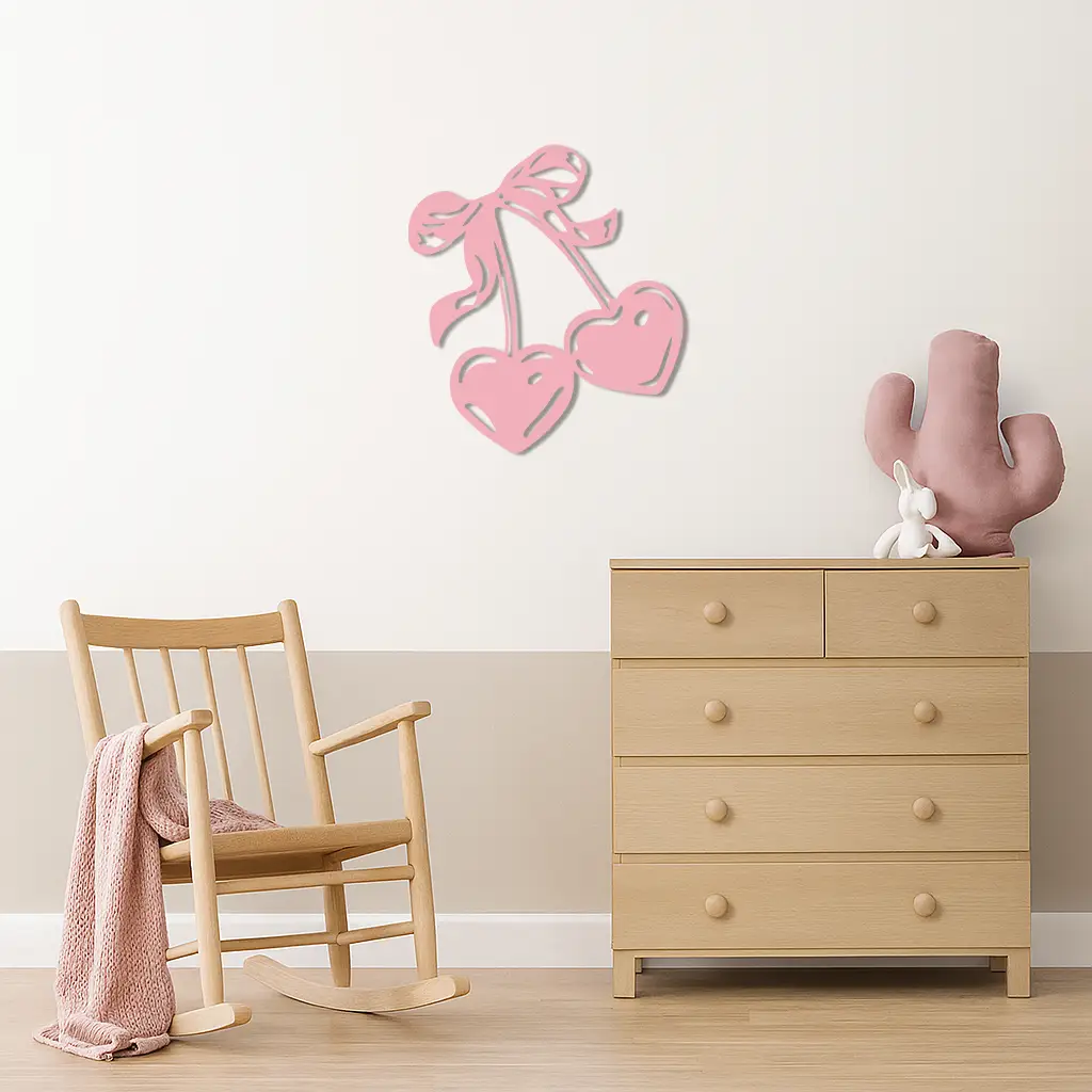 Cherry Heart Silhouette Metal Wall Art – Romantic Bow Design - KAFGP046 by Enova Art