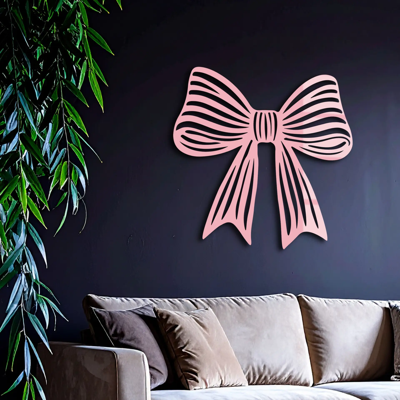 Elegant Bow Silhouette Metal Wall Art – Decorative Ribbon Design - KAFGP047 by Enova Art