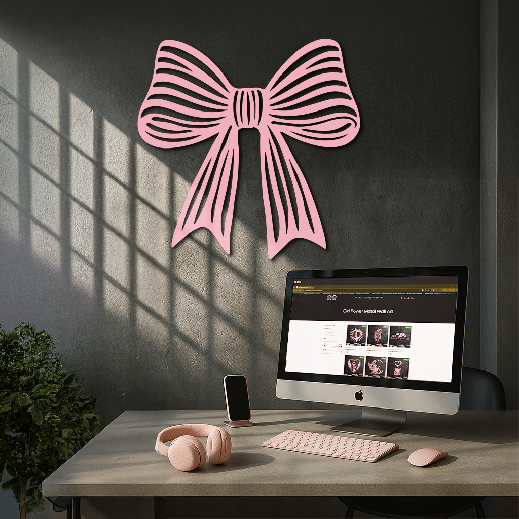 Elegant Bow Silhouette Metal Wall Art – Decorative Ribbon Design - KAFGP047 by Enova Art