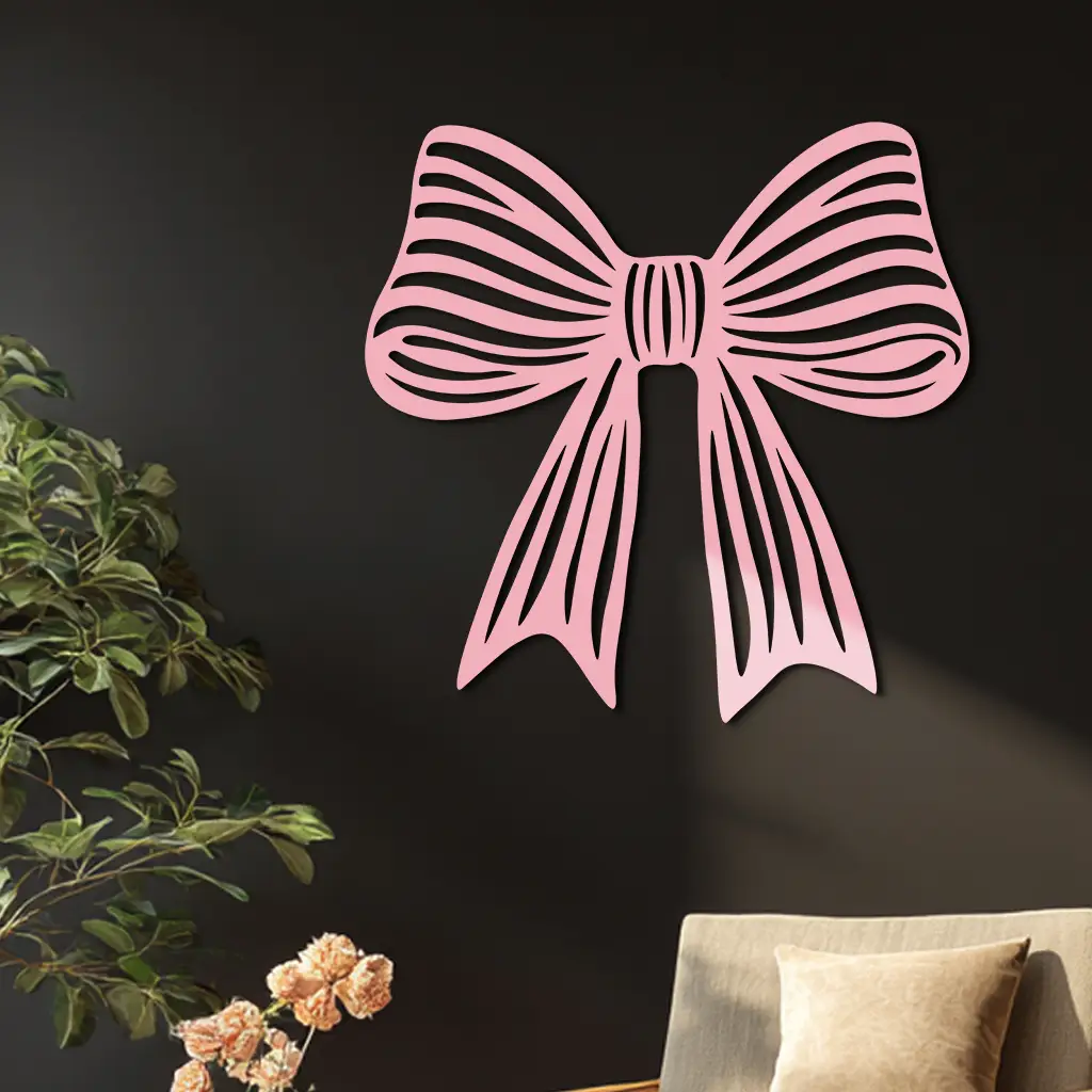 Elegant Bow Silhouette Metal Wall Art – Decorative Ribbon Design - KAFGP047 by Enova Art