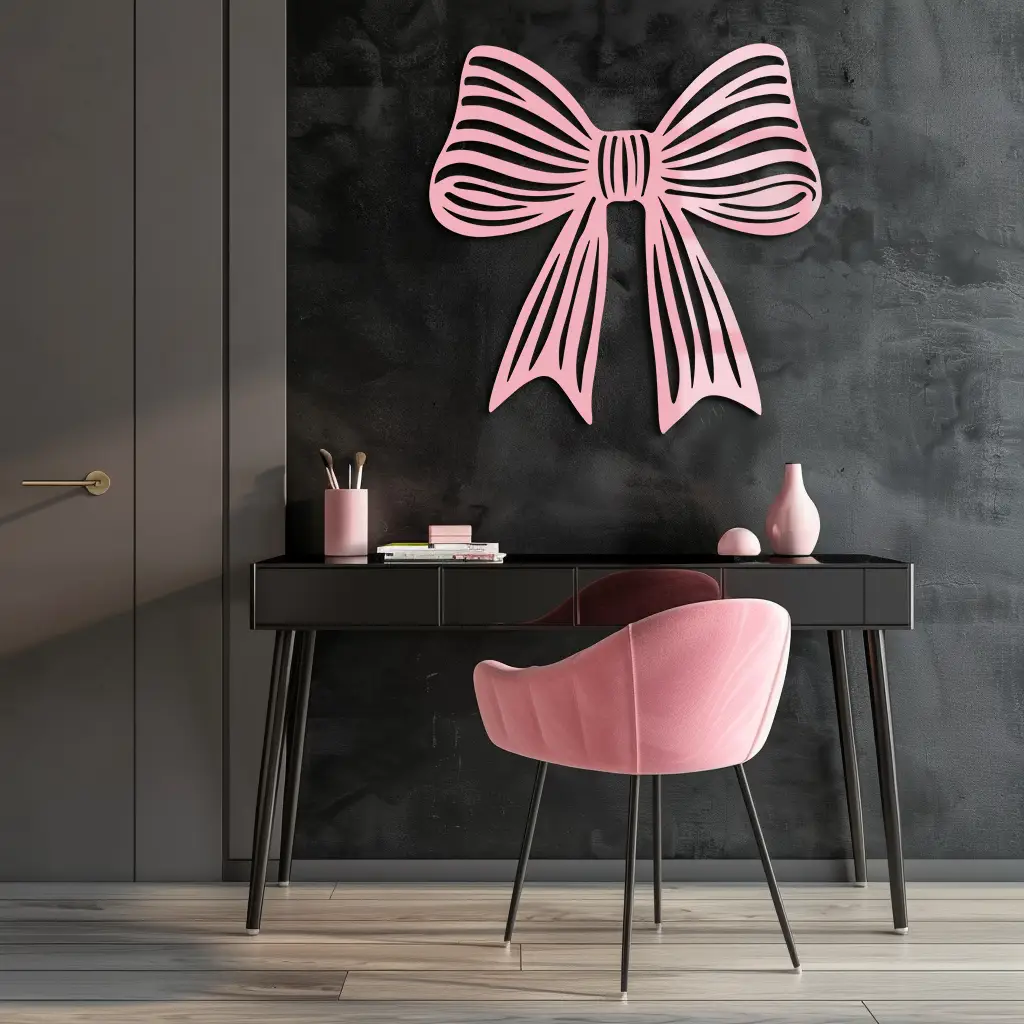 Elegant Bow Silhouette Metal Wall Art – Decorative Ribbon Design - KAFGP047 by Enova Art