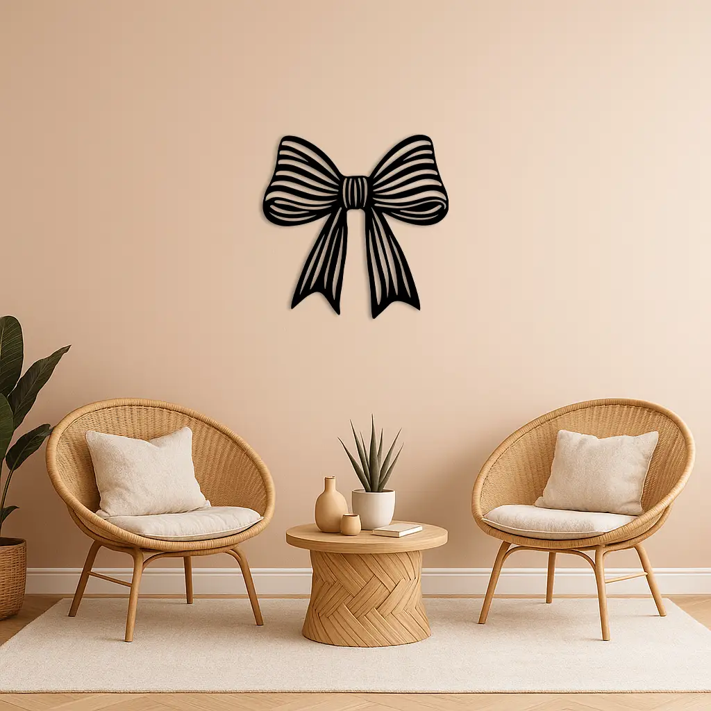 Elegant Bow Silhouette Metal Wall Art – Decorative Ribbon Design - KAFGP047 by Enova Art