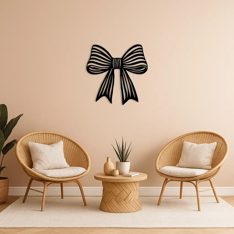 Elegant Bow Silhouette Metal Wall Art – Decorative Ribbon Design - KAFGP047 by Enova Art