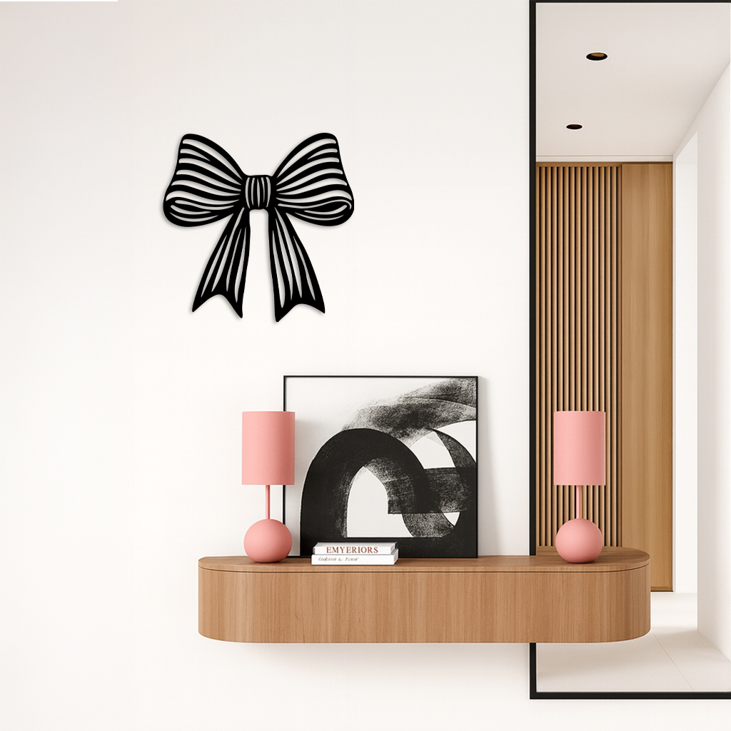 Elegant Bow Silhouette Metal Wall Art – Decorative Ribbon Design - KAFGP047 by Enova Art