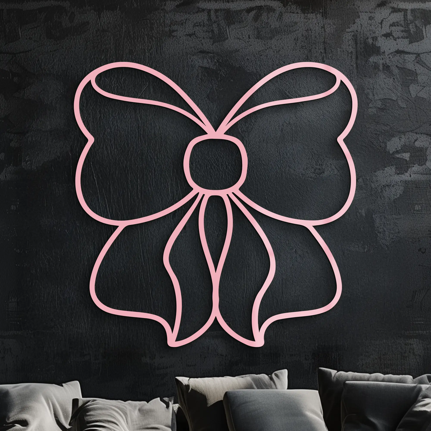 Bow Silhouette Metal Wall Art – Elegant Ribbon Design - KAFGP048 by Enova Art