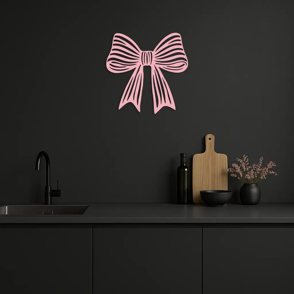 Elegant Bow Silhouette Metal Wall Art – Decorative Ribbon Design - KAFGP047 by Enova Art