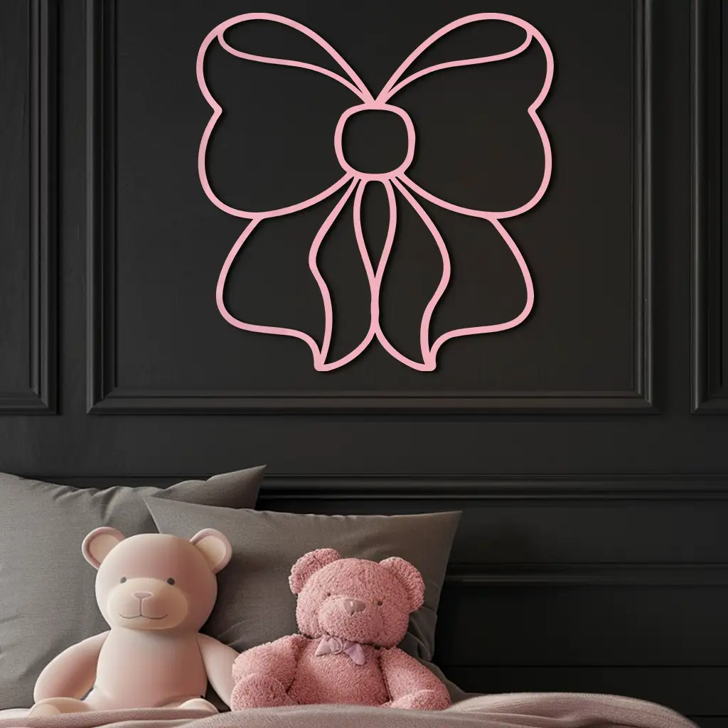 Bow Silhouette Metal Wall Art – Elegant Ribbon Design - KAFGP048 by Enova Art