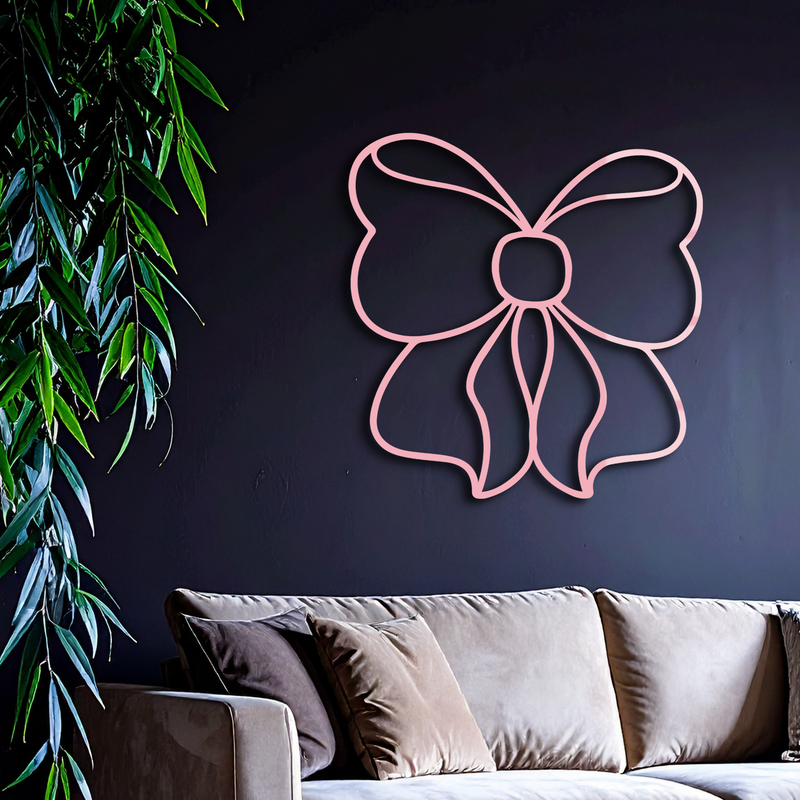 Bow Silhouette Metal Wall Art – Elegant Ribbon Design - KAFGP048 by Enova Art