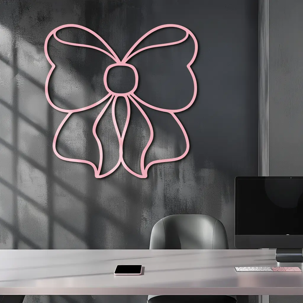 Bow Silhouette Metal Wall Art – Elegant Ribbon Design - KAFGP048 by Enova Art