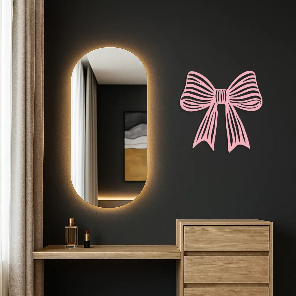 Elegant Bow Silhouette Metal Wall Art – Decorative Ribbon Design - KAFGP047 by Enova Art