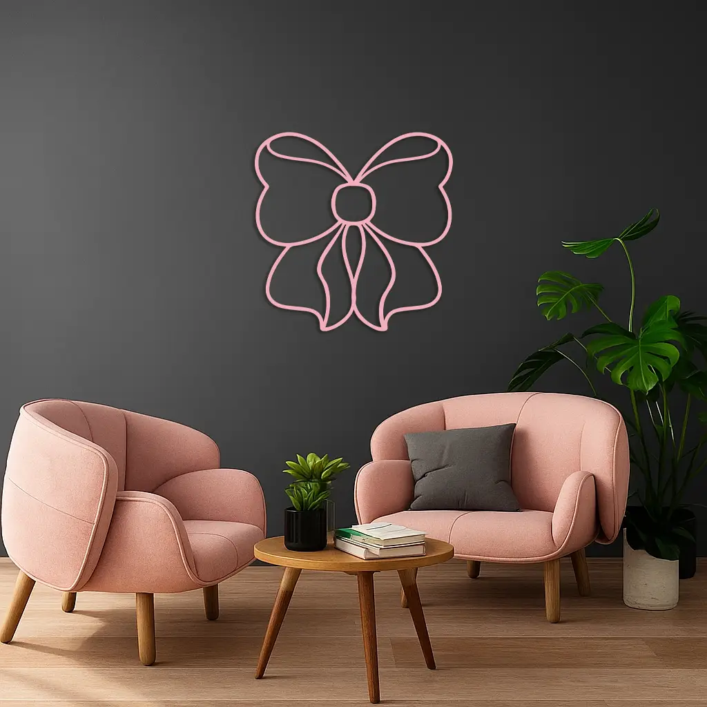 Bow Silhouette Metal Wall Art – Elegant Ribbon Design - KAFGP048 by Enova Art