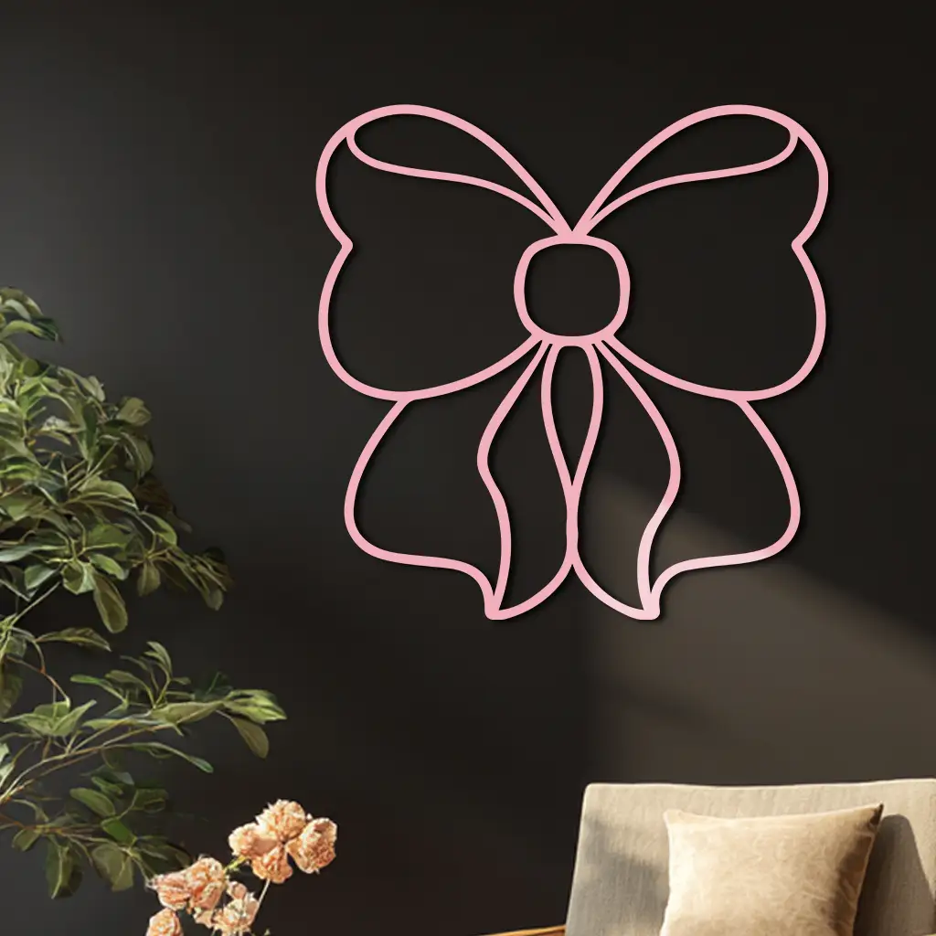 Bow Silhouette Metal Wall Art – Elegant Ribbon Design - KAFGP048 by Enova Art