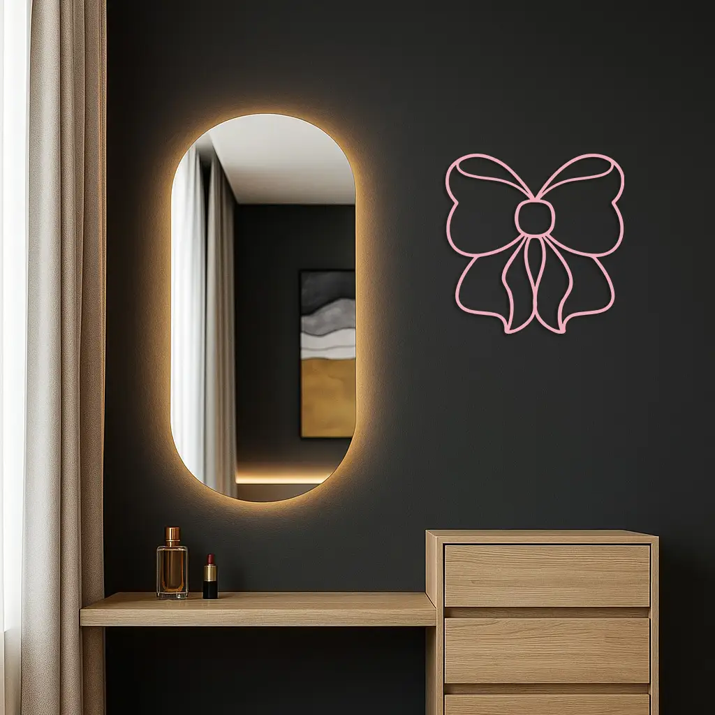 Bow Silhouette Metal Wall Art – Elegant Ribbon Design - KAFGP048 by Enova Art
