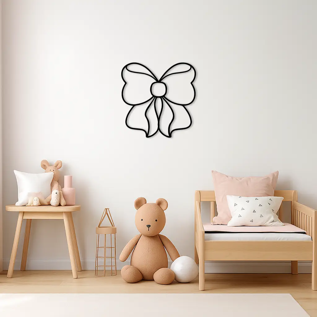 Bow Silhouette Metal Wall Art – Elegant Ribbon Design - KAFGP048 by Enova Art