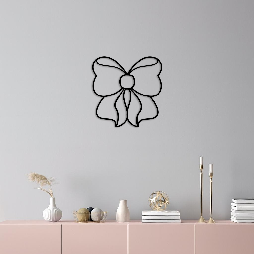 Bow Silhouette Metal Wall Art – Elegant Ribbon Design - KAFGP048 by Enova Art