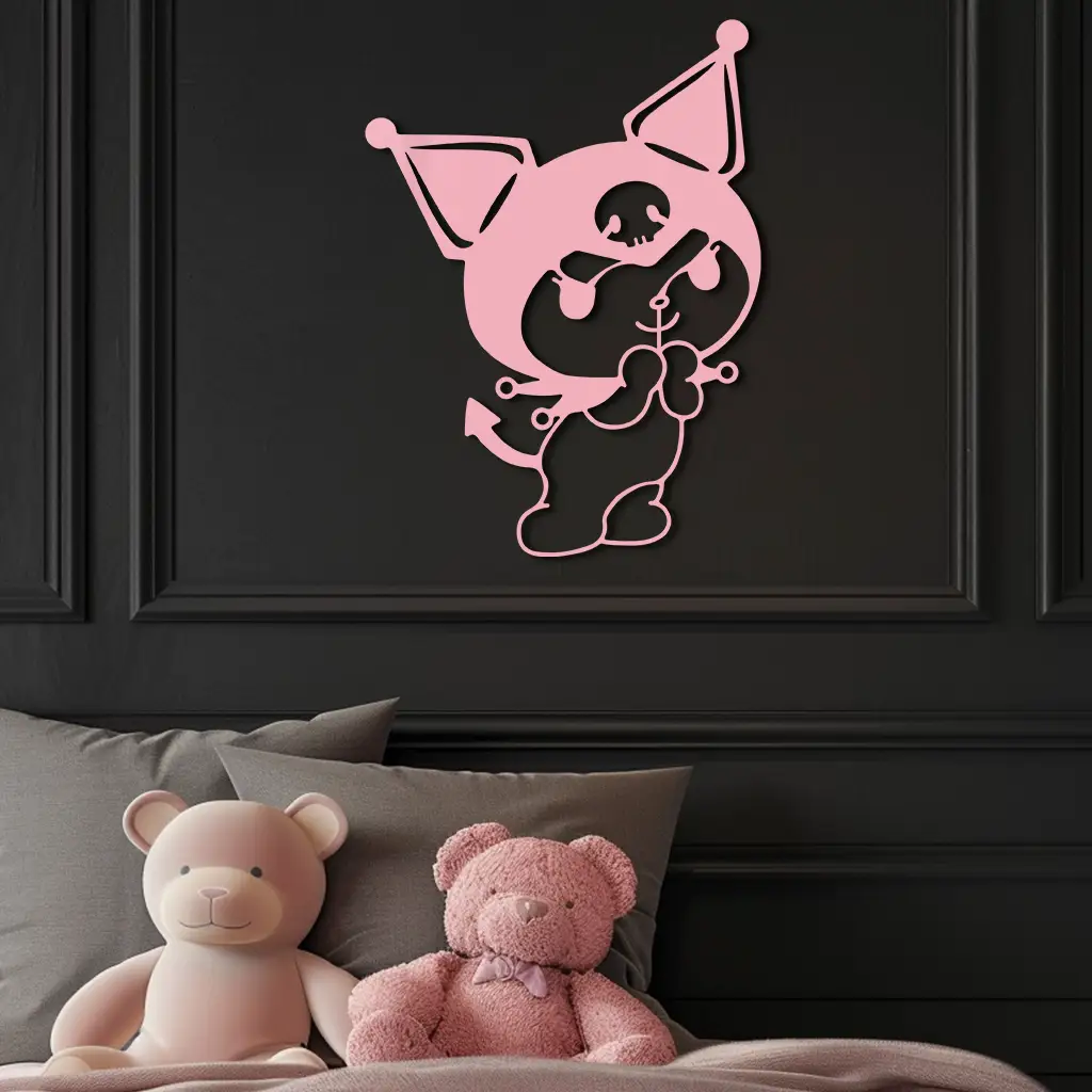 Kuromi Silhouette Metal Wall Art – Cute Gothic Character Design - KAFGP049 by Enova Art