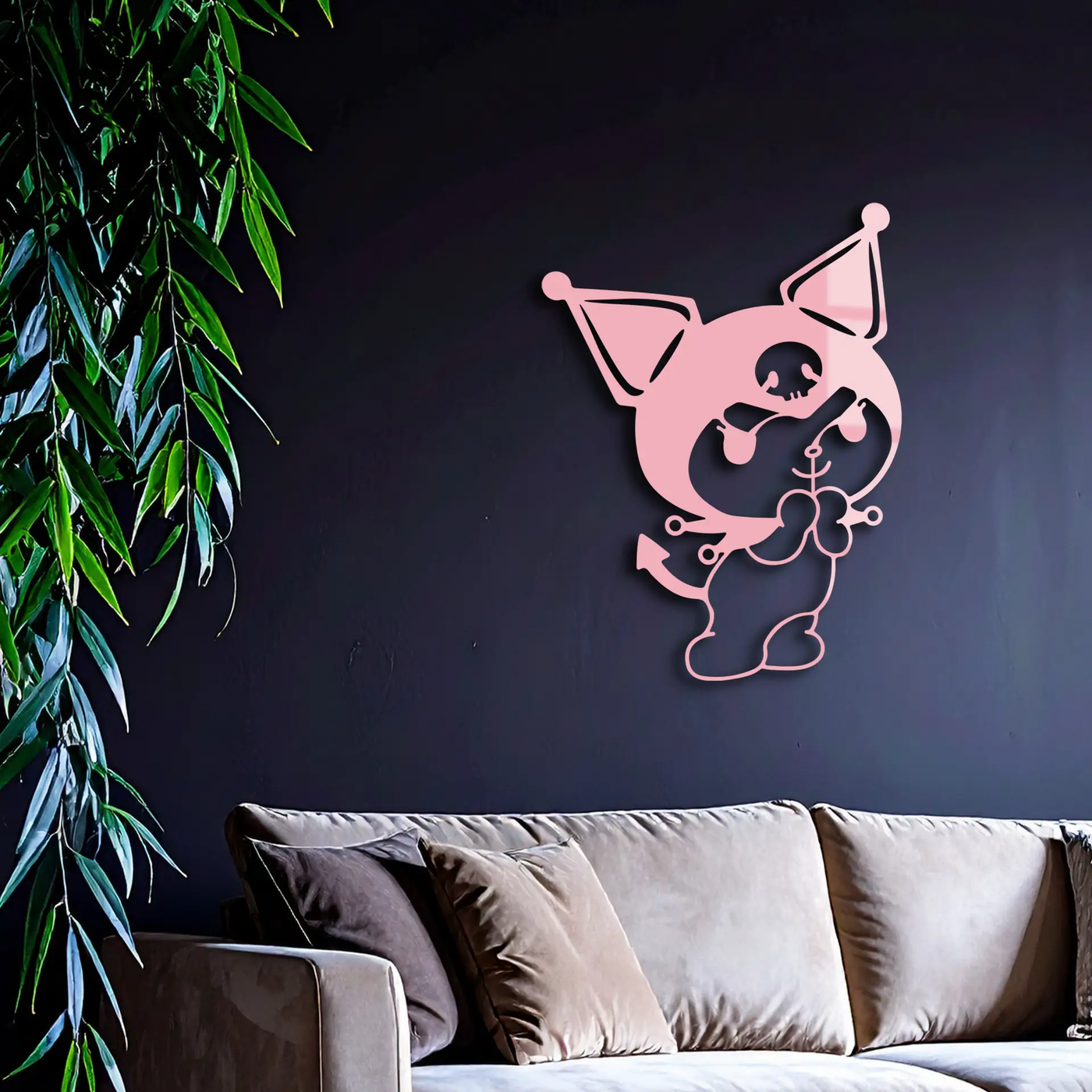 Kuromi Silhouette Metal Wall Art – Cute Gothic Character Design - KAFGP049 by Enova Art