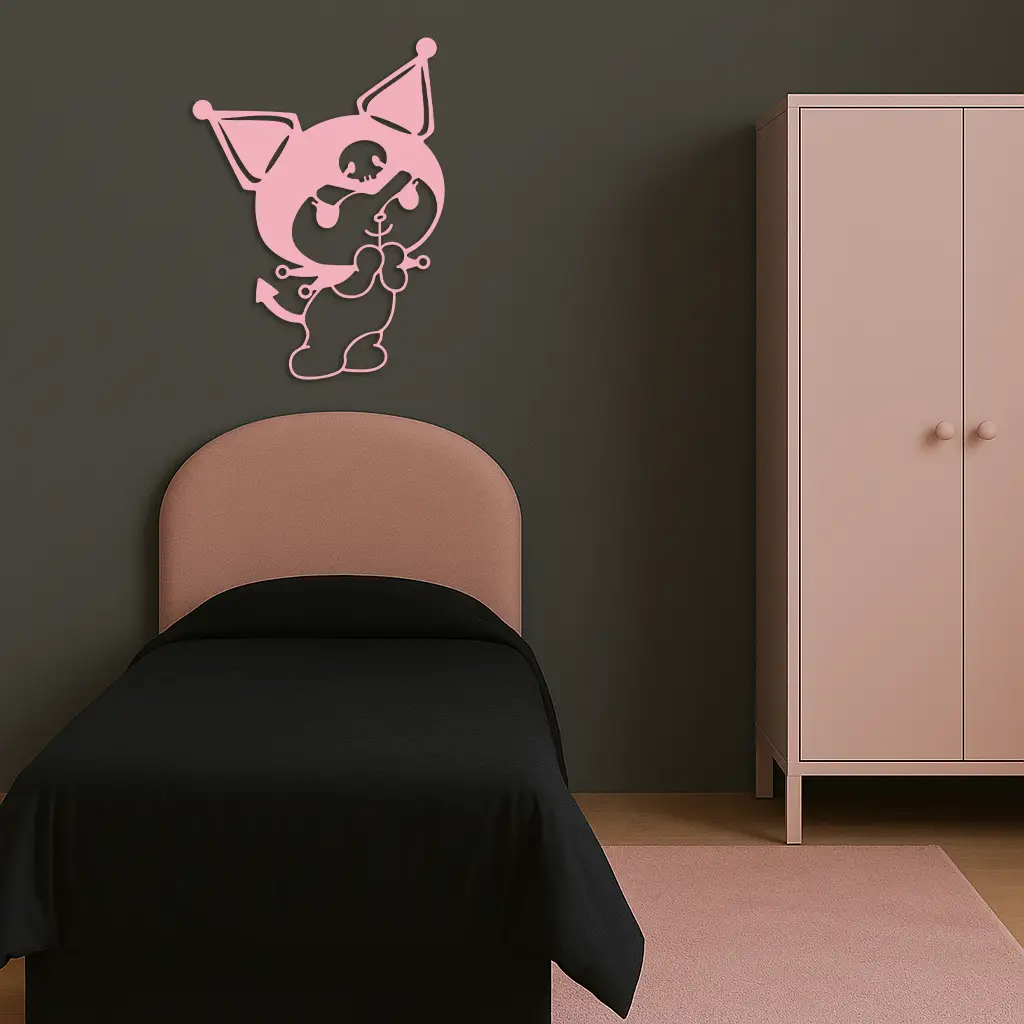 Kuromi Silhouette Metal Wall Art – Cute Gothic Character Design - KAFGP049 by Enova Art