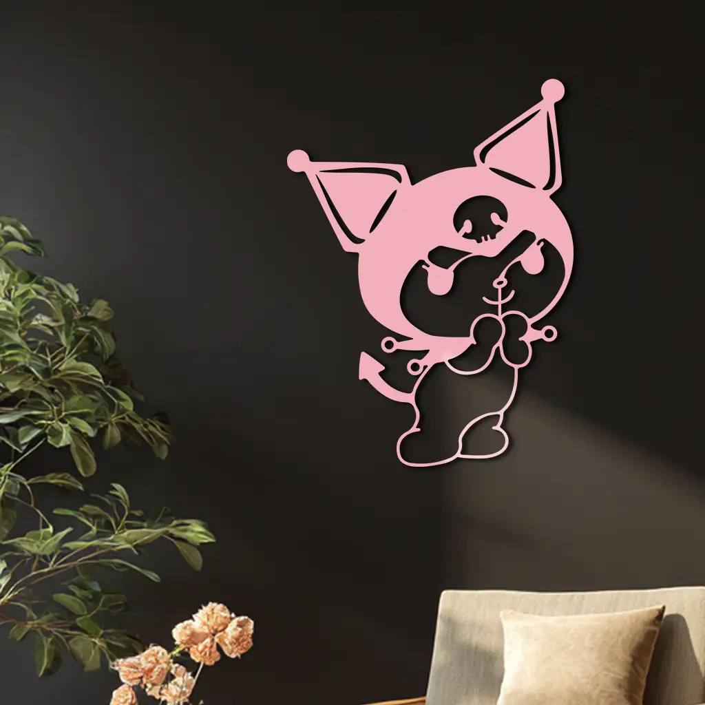 Kuromi Silhouette Metal Wall Art – Cute Gothic Character Design - KAFGP049 by Enova Art