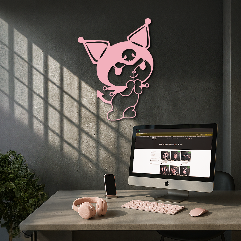 Kuromi Silhouette Metal Wall Art – Cute Gothic Character Design - KAFGP049 by Enova Art