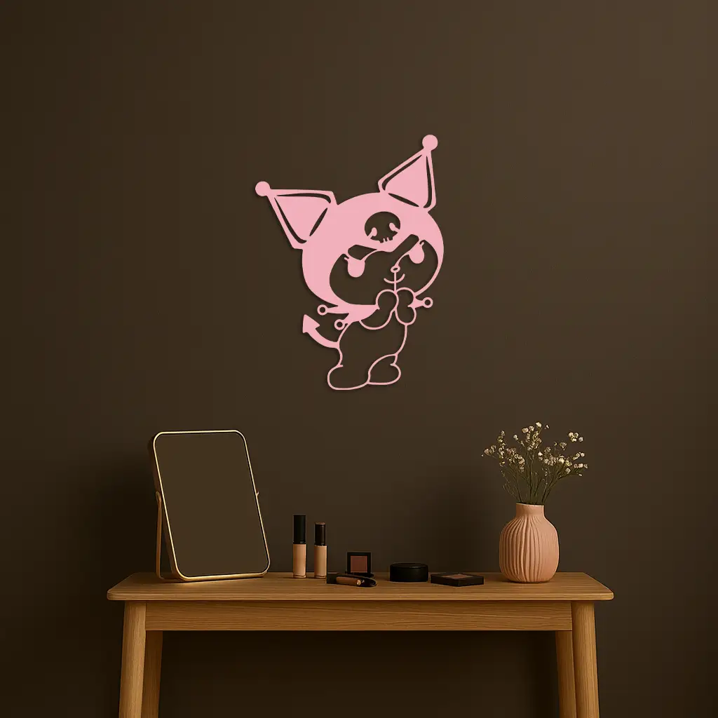 Kuromi Silhouette Metal Wall Art – Cute Gothic Character Design - KAFGP049 by Enova Art
