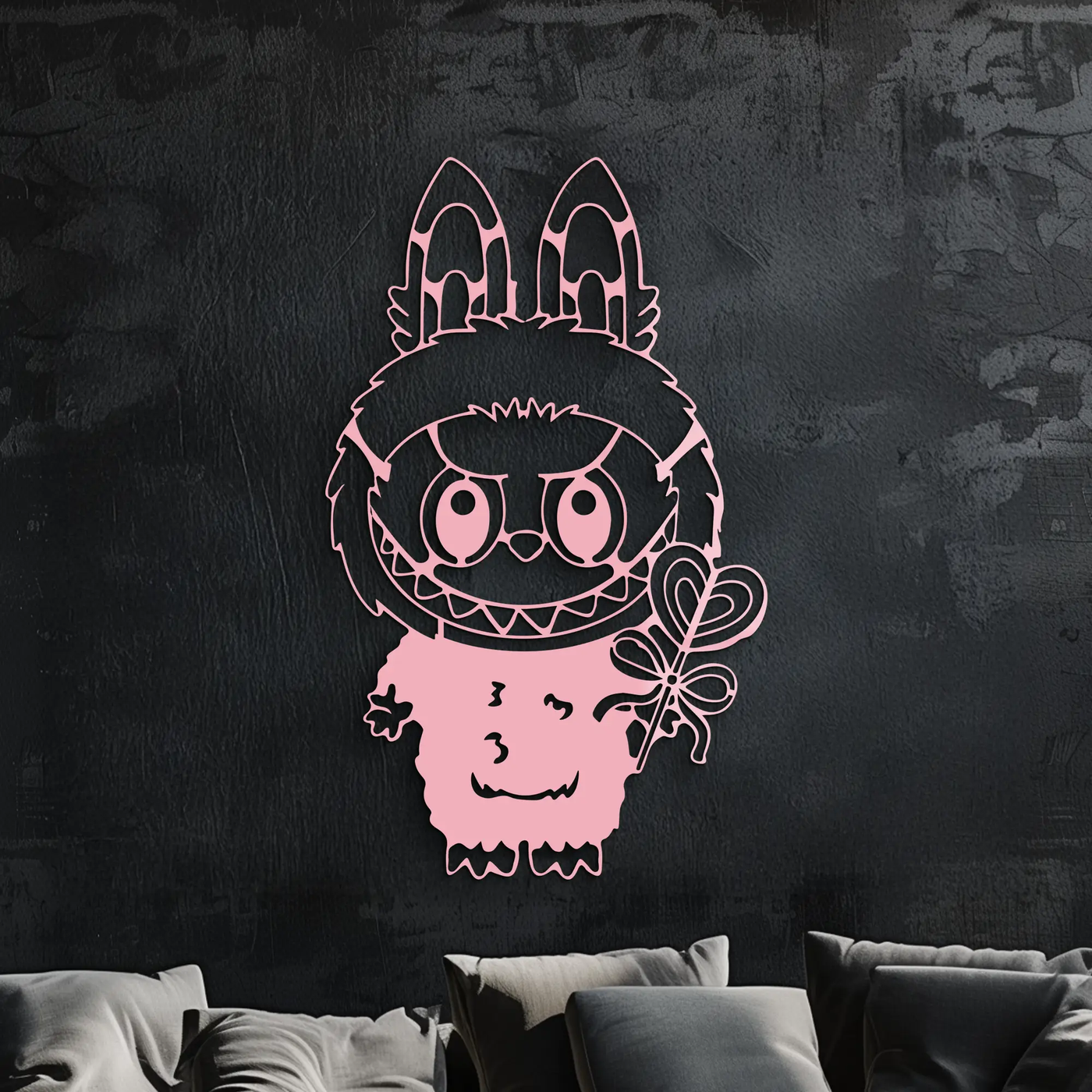 Labubu Silhouette Metal Wall Art – Cute Monster Design - KAFGP050 by Enova Art