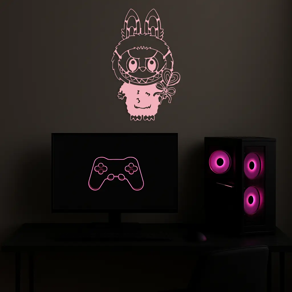 Labubu Silhouette Metal Wall Art – Cute Monster Design - KAFGP050 by Enova Art