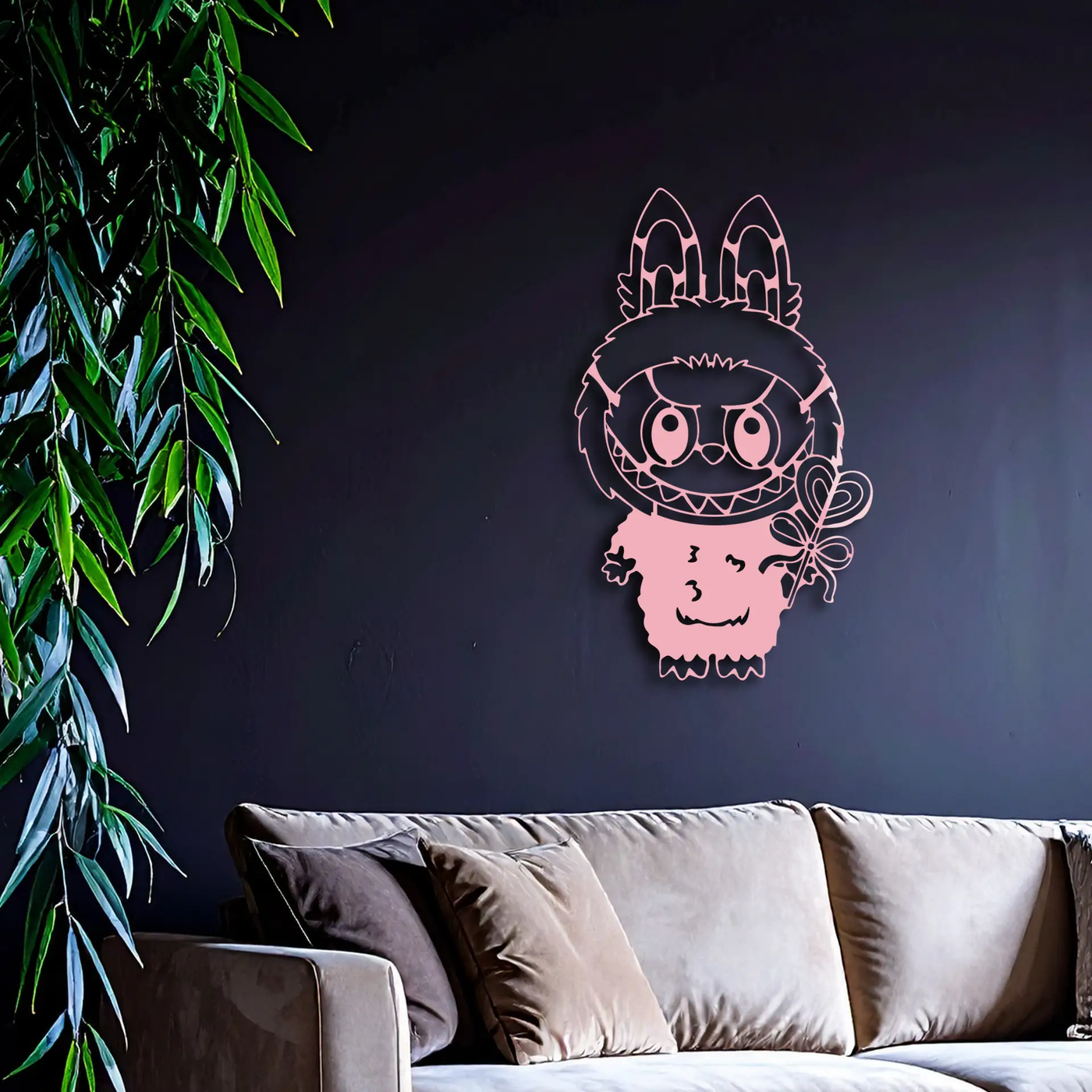 Labubu Silhouette Metal Wall Art – Cute Monster Design - KAFGP050 by Enova Art