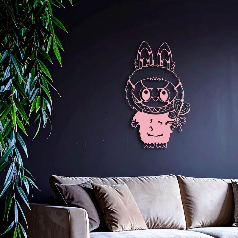 Labubu Silhouette Metal Wall Art – Cute Monster Design - KAFGP050 by Enova Art
