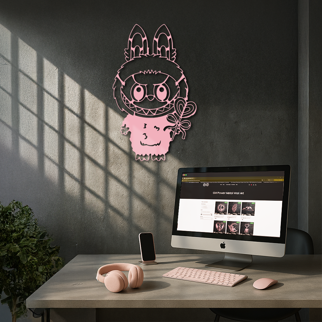 Labubu Silhouette Metal Wall Art – Cute Monster Design - KAFGP050 by Enova Art