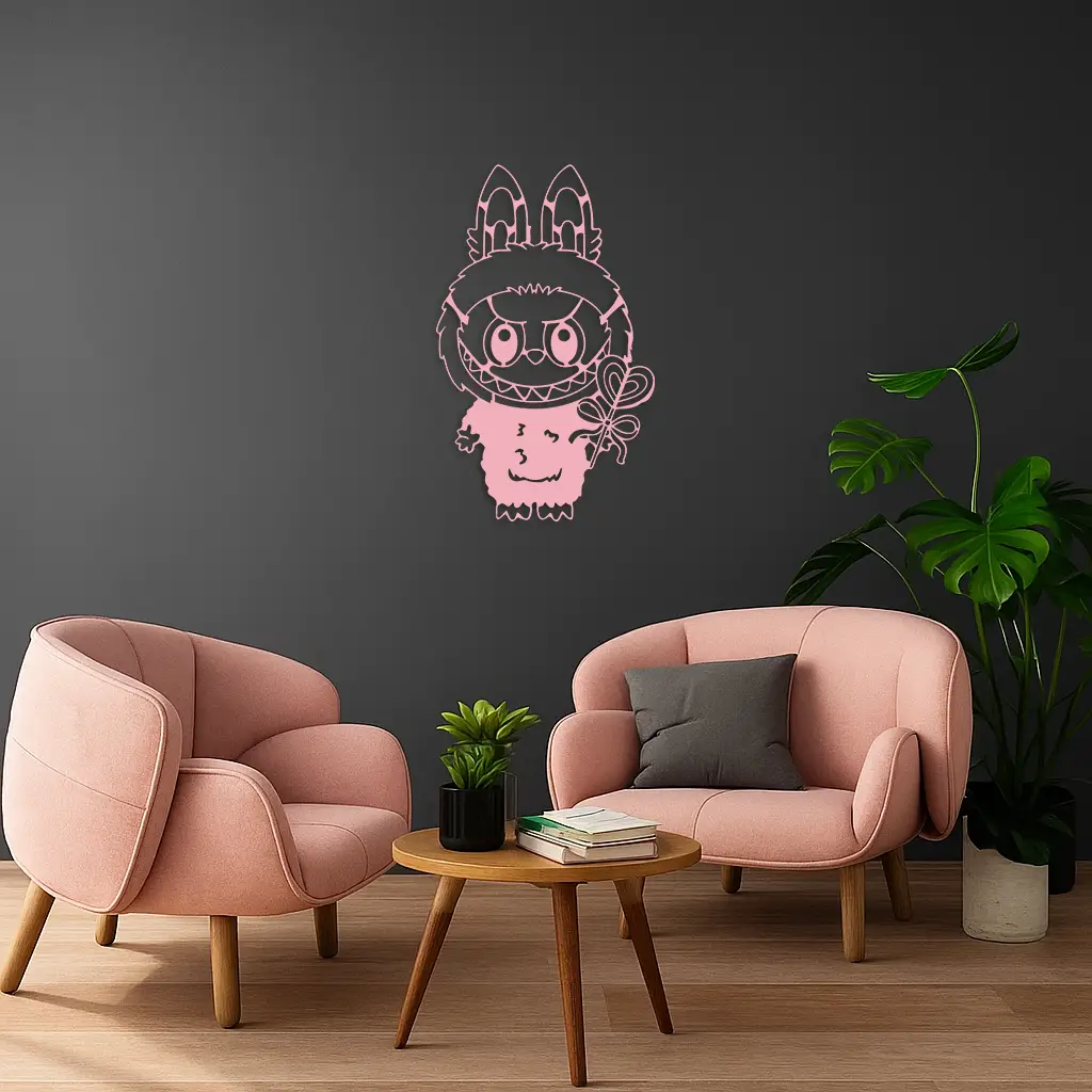 Labubu Silhouette Metal Wall Art – Cute Monster Design - KAFGP050 by Enova Art