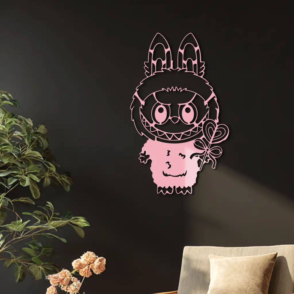 Labubu Silhouette Metal Wall Art – Cute Monster Design - KAFGP050 by Enova Art